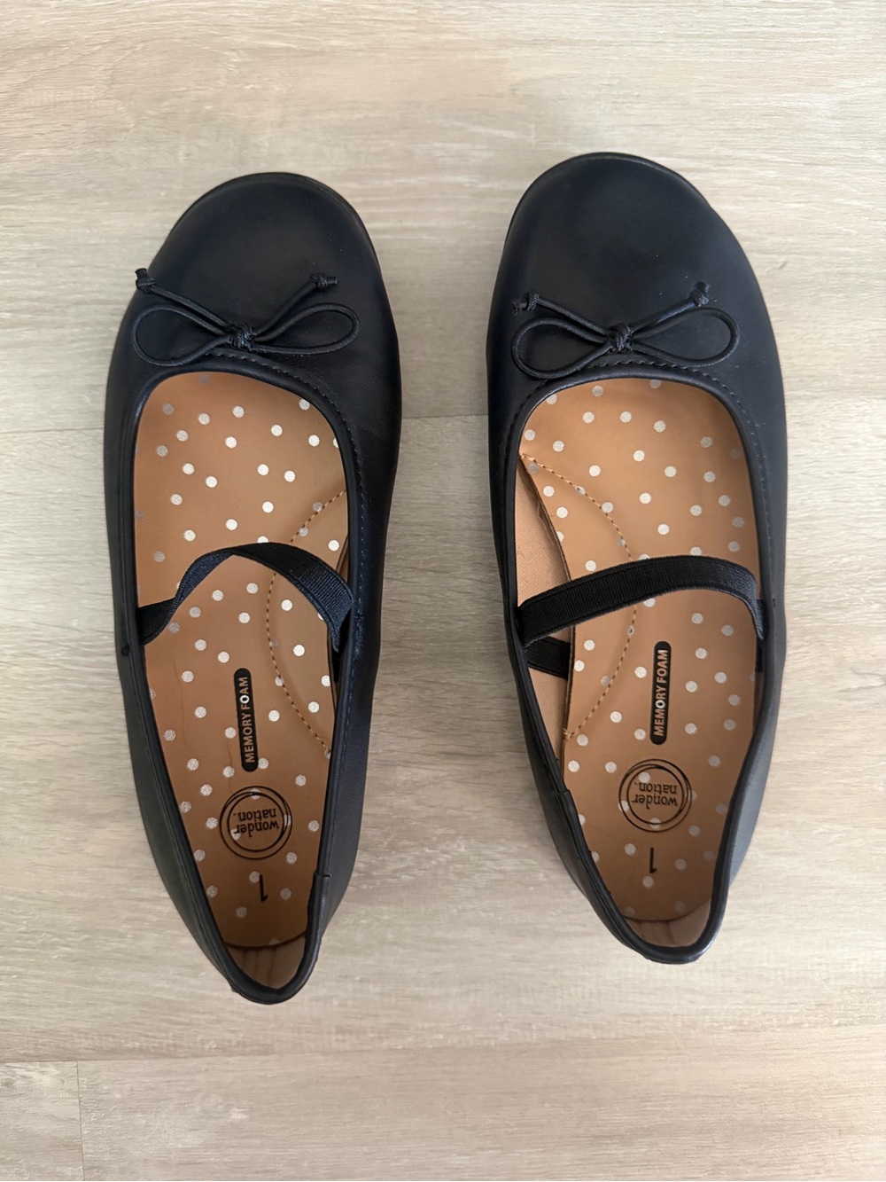 Kids Black Ballet Flats with Strap